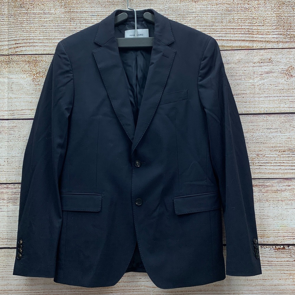 Salvatore Ferragamo Navy Wool Blend Blazer Jacket Made in Italy Size‎ 48R